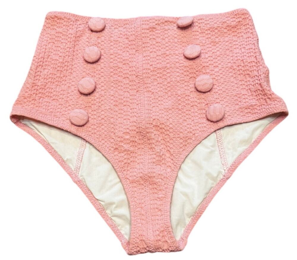 Lisa Marie Fernandez PInk Poppy High-Waisted Bikini Bottom Buttons Sz 2/Small